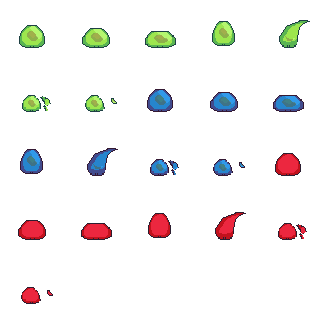 几种不同颜色的免费像素史莱姆动画素材