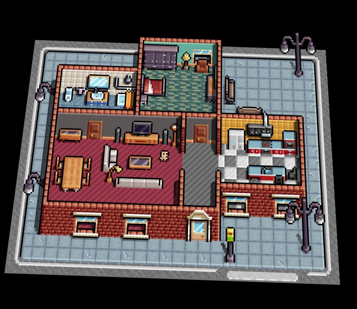 8*8的迷你奇幻像素现代小镇资产素材