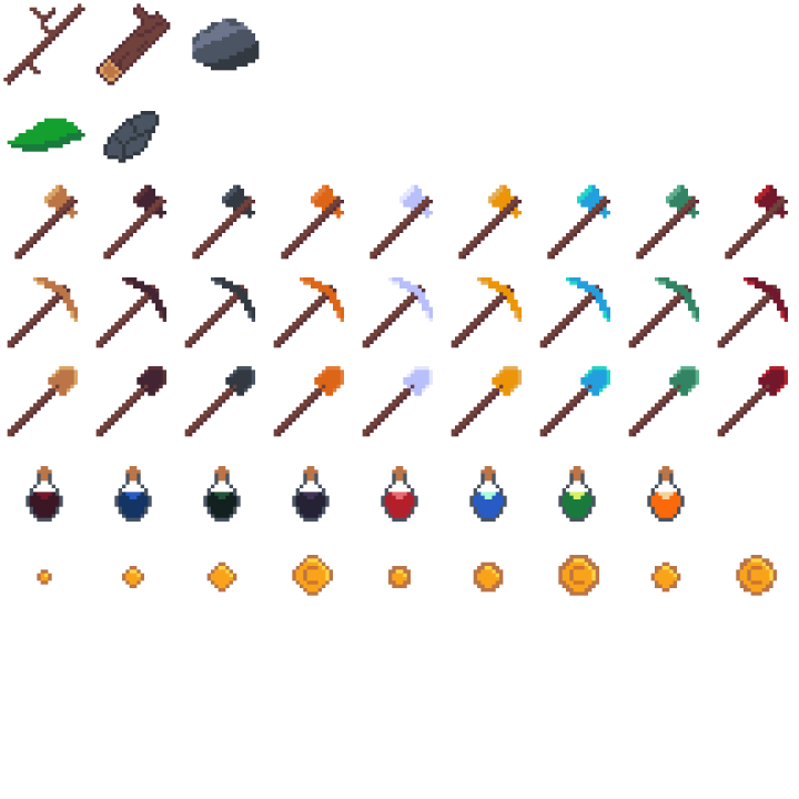 免费的24*24新手像素药水和工具素材