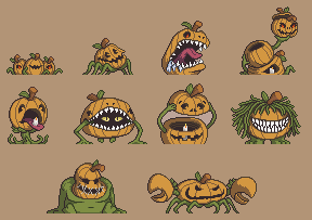 10款免费的静态像素RPG风格南瓜怪兽素材