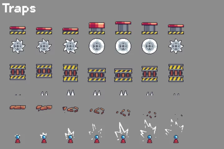 独一无二的完整像素艺术简易平台游戏素材包