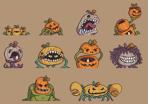 10款免费的静态像素RPG风格南瓜怪兽素材