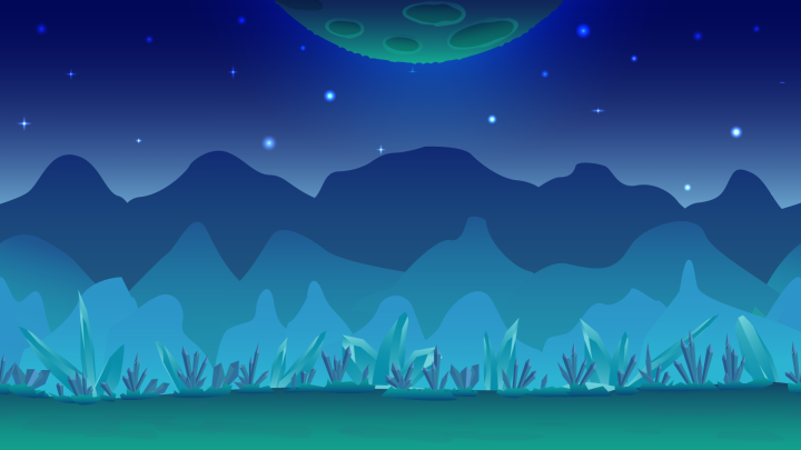 适用于2D游戏和原型设计的简单分层视差效果水晶月亮背景图片素材