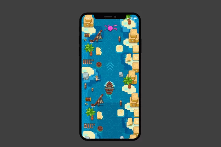 俯视角的矢量2D海盗主题游戏素材