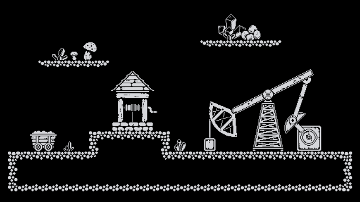 1bit的黑白像素矿井资产素材