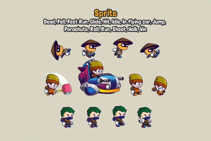 3个魅力十足的矢量卡通人物2D动画素材