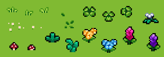 免费的可爱像素农场图块集素材