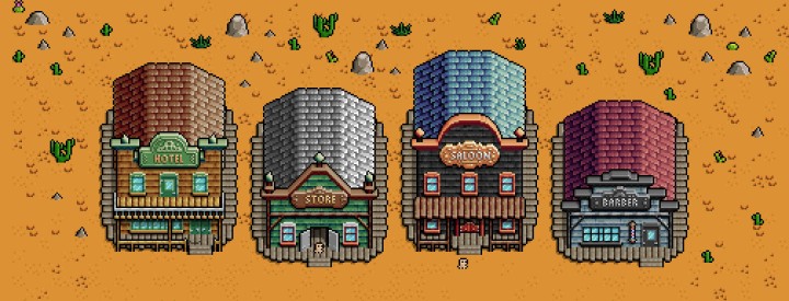 8*8迷你奇幻像素西部狂野小镇资产素材