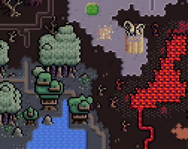 完整的4*4像素迷你奇幻世界地图图块集素材