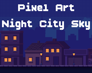 免费的视差效果像素夜晚城市天空背景图片素材