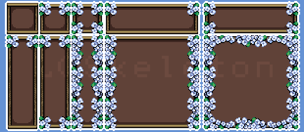 可用于GUI或任何其他项目的像素风花朵/常春藤边框素材