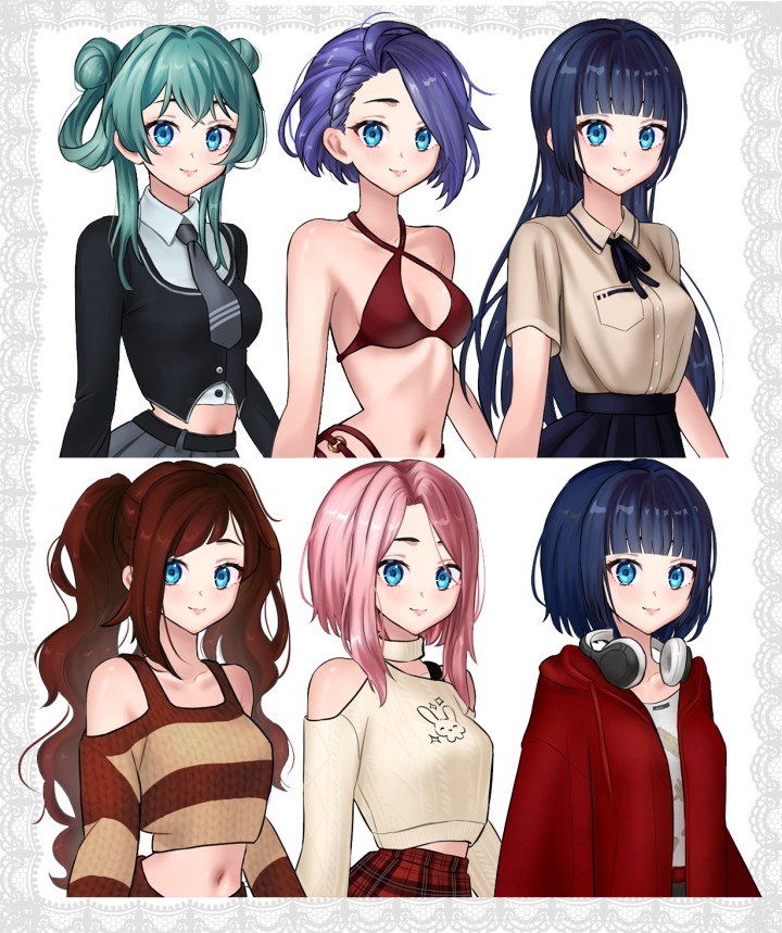 免费的动漫风格视觉小说女孩角色立绘素材