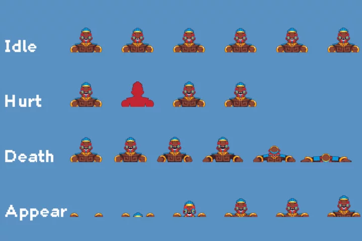 精美的迷你像素平台游戏巨型BOSS动画素材