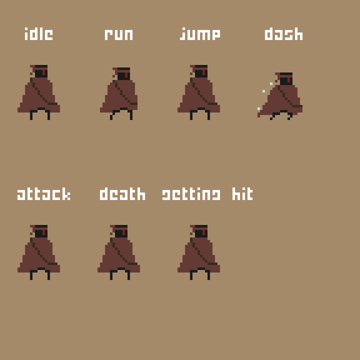 32*32的免费像素斗篷神秘人动画素材