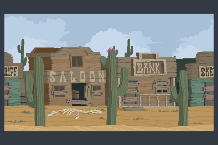 4个精美视差效果的像素废弃幽灵小镇背景图片素材