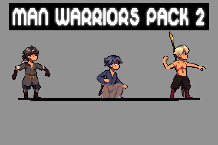 3个精美动漫风格横版像素战士角色动画素材