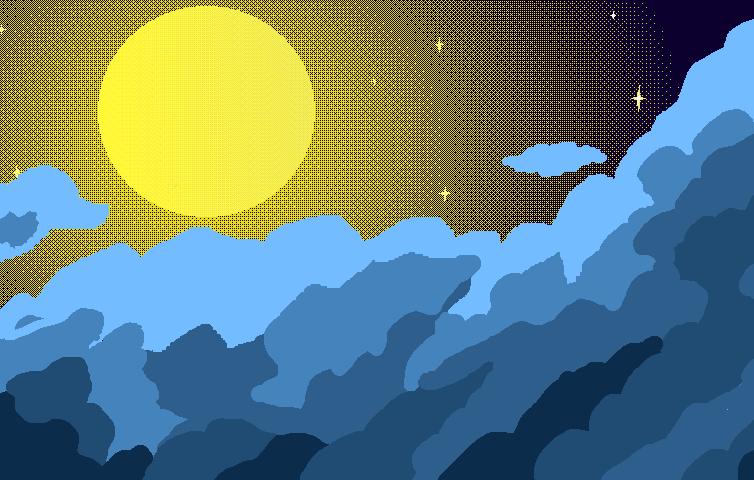 免费视差效果的无缝像素满月夜晚天空背景图片素材