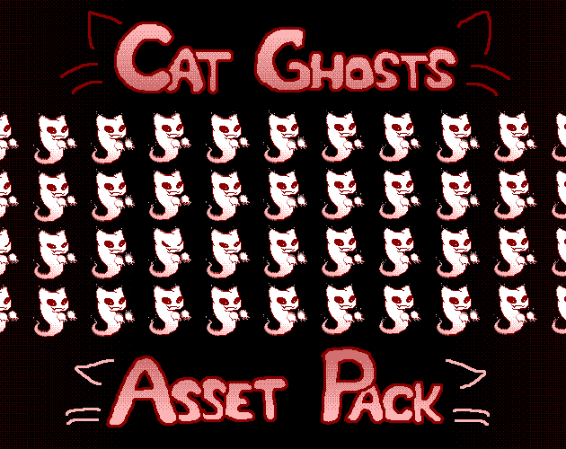 两种颜色的酷炫像素幽灵猫咪动画素材