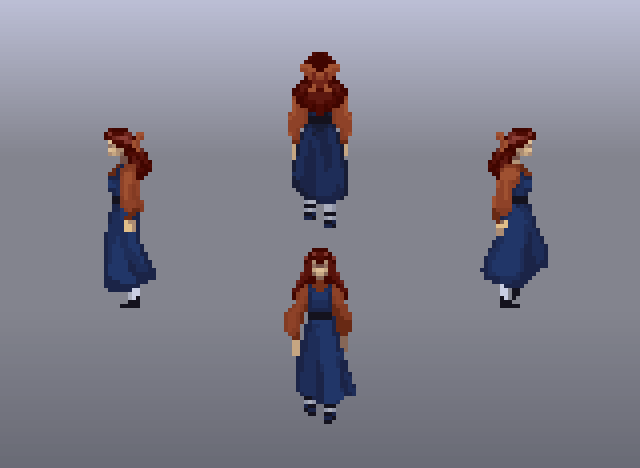 4向行走的点击式像素动画角色素材