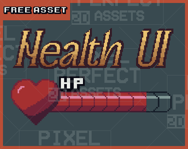 免费手绘像素完美心形健康条UI素材