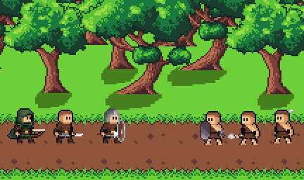 迷你的像素战士和村民动画角色素材