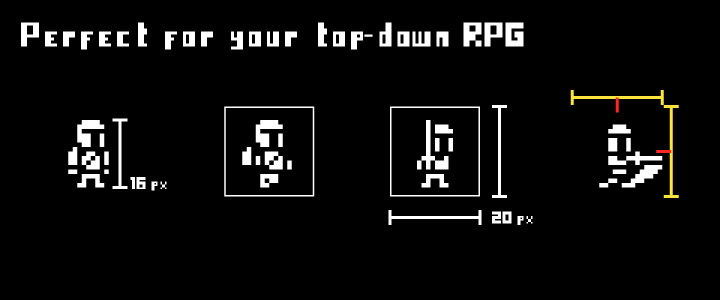 免费的1bit四向行走的像素动画骑士角色素材