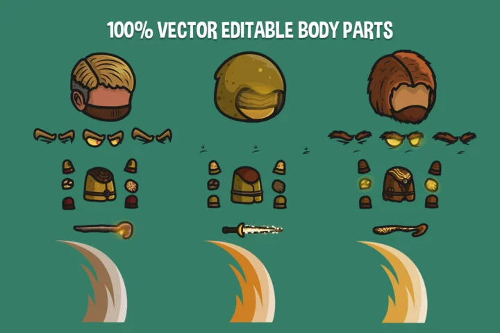 3个Q版大头卡通2D火焰术士角色动画素材