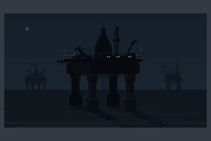 4个精美的视差效果像素工业区背景图片素材