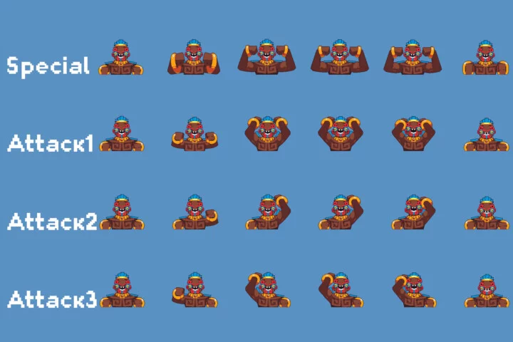 精美的迷你像素平台游戏巨型BOSS动画素材