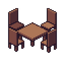 免费的32*32等距像素木头桌子和椅子素材