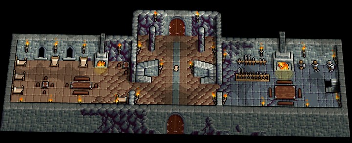 8*8的迷你像素奇幻山地要塞资产素材