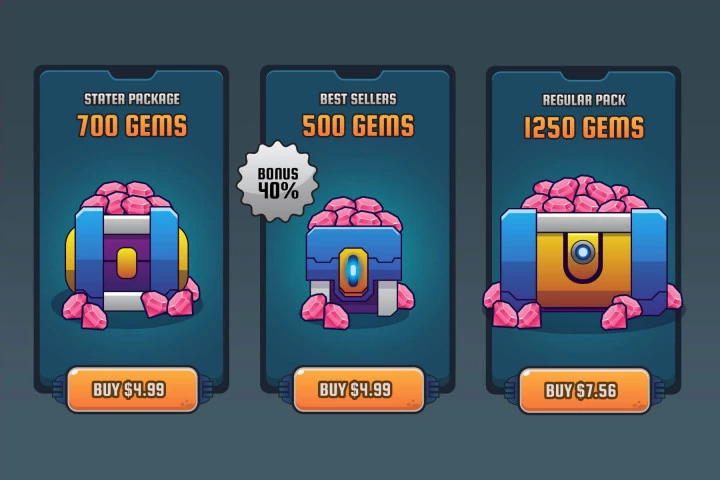 一组鲜艳的矢量2D宝藏商店素材