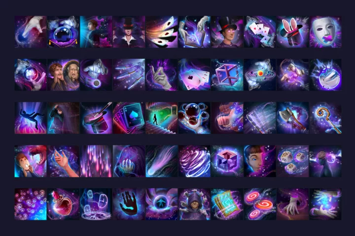 50个高品质512*512的2D RPG游戏幻术师技能图标素材