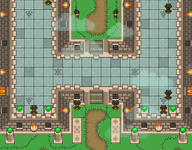 受复古游戏启发16*16的像素城堡图块集素材