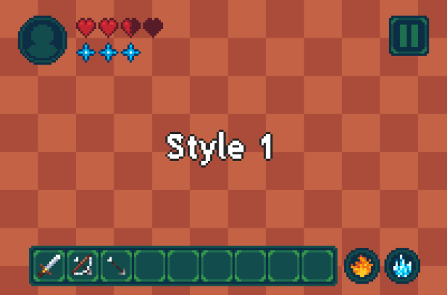 简洁的奇幻像素RPG游戏UI用户界面素材