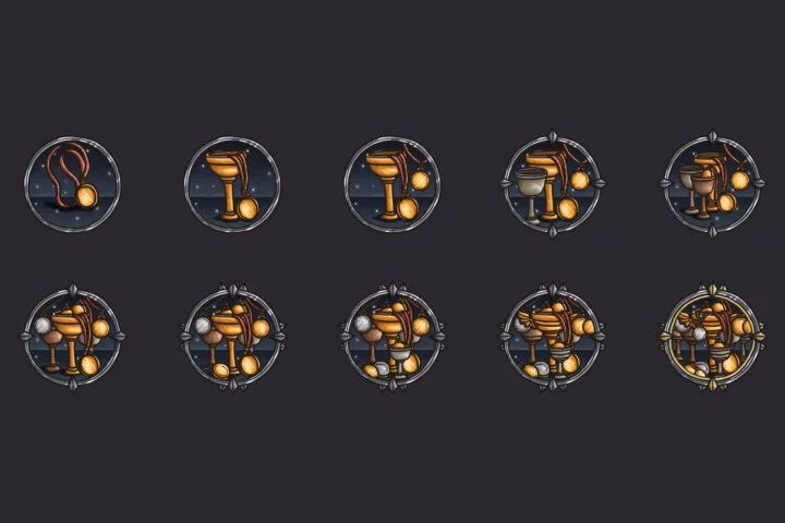 30个免费的矢量2D游戏成就图标素材