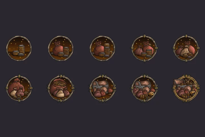 30个免费的矢量2D游戏成就图标素材