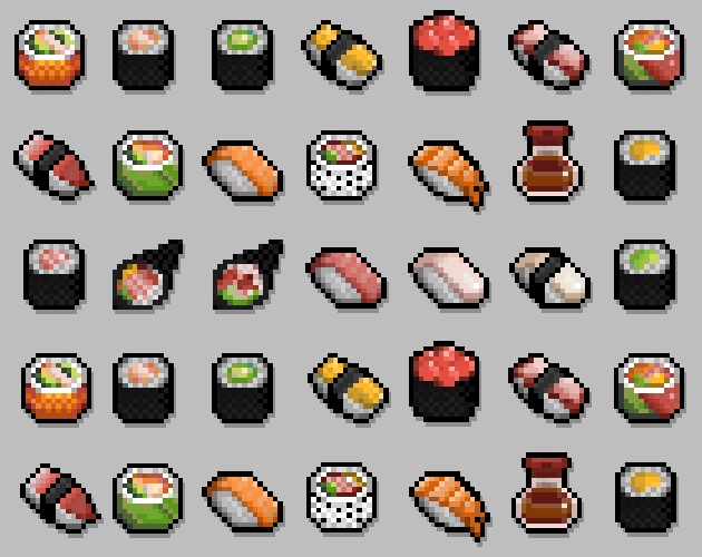 一组免费的16*16像素日本寿司素材