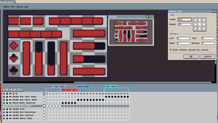 适用于生存和角色扮演游戏的简易像素健康状态UI素材