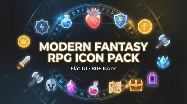 80+的2D游戏现代扁平化图标素材