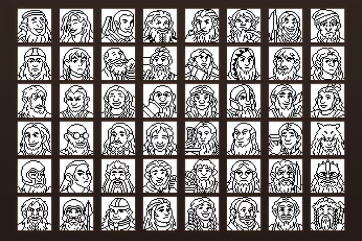 50个32*32的奇幻像素矮人头像图标素材