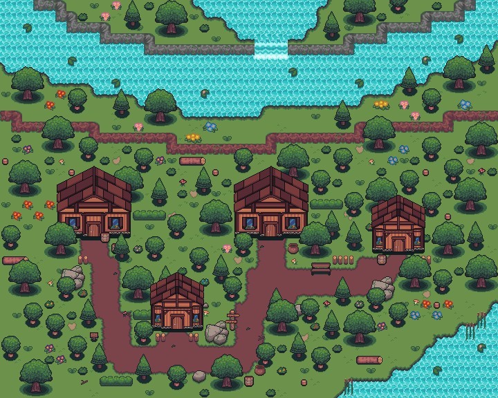 小巧可爱的16*16像素小屋图块集素材