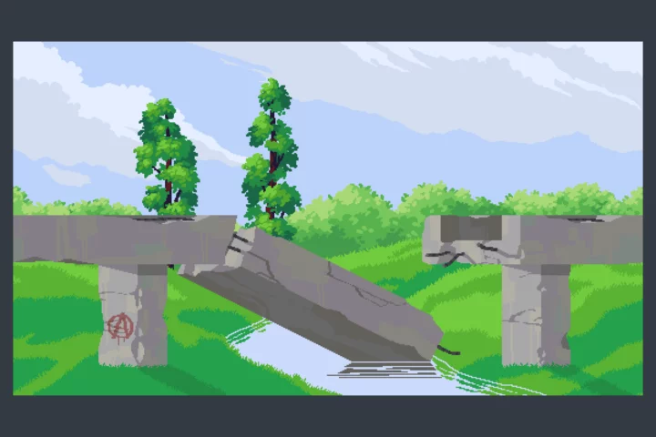 4个独特而富有创意的视差效果像素桥梁背景图片素材