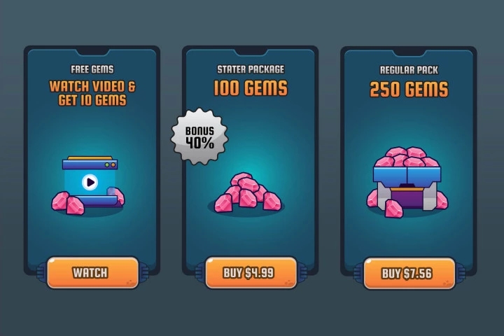 一组鲜艳的矢量2D宝藏商店素材