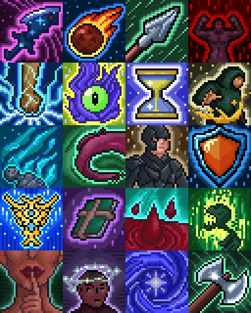 20个免费的像素史诗级法术技能图标素材