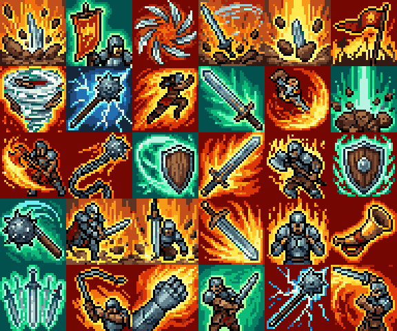 30个免费32*32的像素战士/圣骑士职业技能图标素材