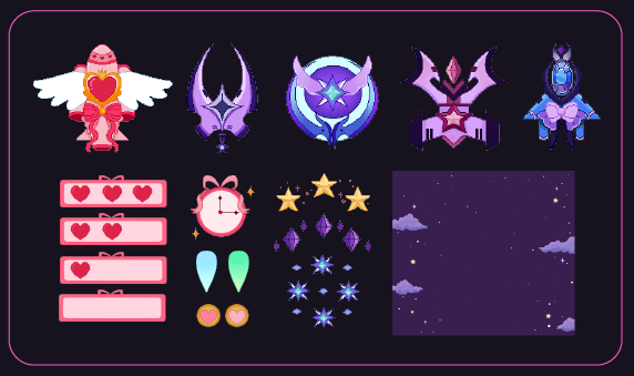 简单的像素魔法飞船资产素材