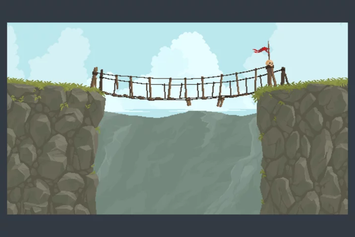 4个独特而富有创意的视差效果像素桥梁背景图片素材