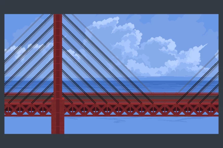 4个独特而富有创意的视差效果像素桥梁背景图片素材