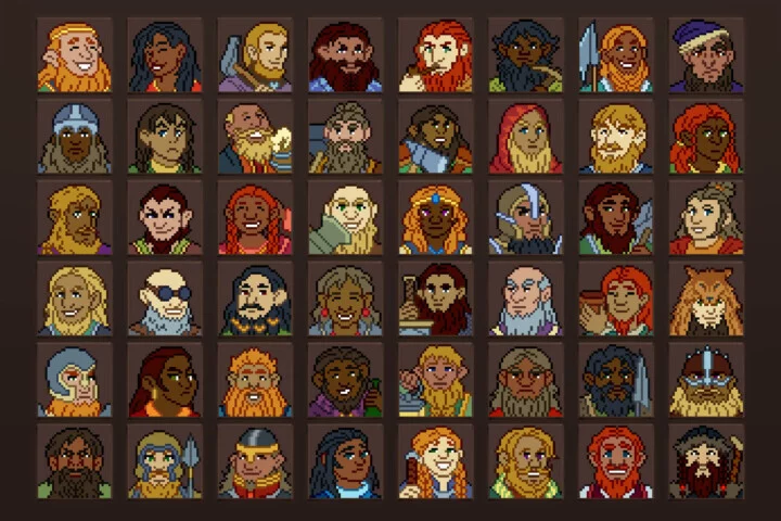 50个32*32的奇幻像素矮人头像图标素材